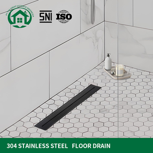 Pano.V <b>Linear</b> Shower <b>Drain</b> 24 Inch 304 Stainless Steel Matte Black Removable Grate Cover Adjustable Feet Rectangle for Bathroom - Product Image 3