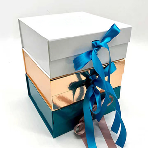 Custom Logo Printed High Quality Hard Rigid Cardboard Paper Box Packaging Gift Box Foldable Box With Ribbon