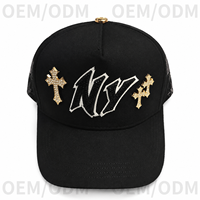 Casquette de baseball personnalisée en coton 100% avec doublure en satin et strass, style déchiré, pour les boutiques de mode, OEM ODM