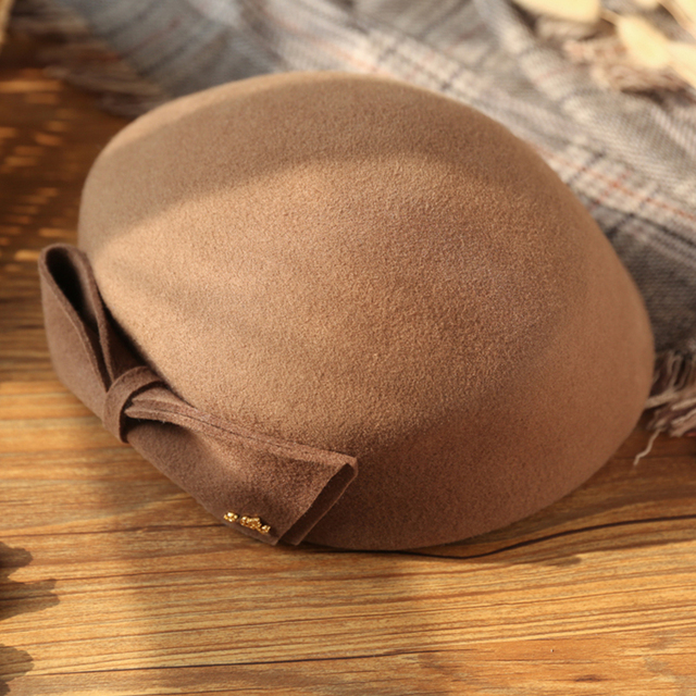 Vintage Wool Felt Cloche Bucket Bowler Hat Women Ladies Church Wedding Fascinator Formal Dress Hat Winter