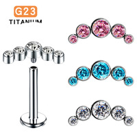 Piercing corporel en titane ASTM F136 G23 à filetage interne avec cristal tchèque à coller pour cartilage, lèvre, nombril - Vente en gros