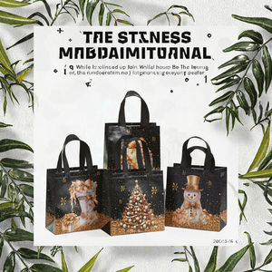 Sac fourre-tout noir de Noël de la marque Autonomy en gros, sac de shopping non tissé recyclable, imprimé en couleur, taille personnalisable pour les fêtes - Product Image 3