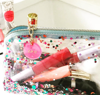 Sac cosmétique à paillettes en PVC Sac de maquillage à paillettes Transparent Écologique Logo personnalisé OEM Fashion Pack Zipper Bags Glitter