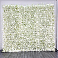 Mur de fleurs artificielles 3D en herbe de la pampa blanche enroulable, panneau décoratif économique pour décoration de mariage