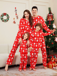 Pigiami Natalizi Coordinati per Famiglia, Traspiranti con Vita Elastica, ODM, Collo Tondo, Maniche Lunghe, Abbigliamento da Notte Genitore-Figlio Disponibile - Product Image 2