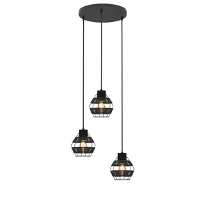 Newly indoor lighting kitchen hanging pendant lamp 3-light rectangular black finish chandeliers lights