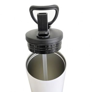 Botella Deportiva de Sublimación de 20 oz, Blanca Brillante, con Tapa de Rosca, Vaso Recto con Tapa Abatible para Personalizar - Product Image 4