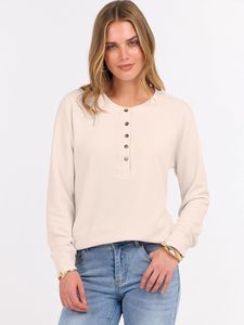 <strong>Women's</strong> 2025 Fall Simple Waffle Knit Blouse Long Sleeve V Neck <strong>Henley</strong> <strong>Tops</strong> Loose Button Dressy Casual Breathable Style Solid - Product Image 3