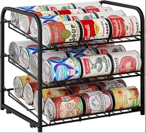 Nhà bếp lưu trữ 3 lớp kim loại có thể Rack Organizer Stackable có thể giữ lên đến 36 có thể cho tủ bếp