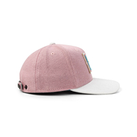 Casquette de baseball unisexe à deux tons personnalisée, 5 panneaux, respirante, imperméable, avec logo brodé en 3D, design sportif, blanc rose