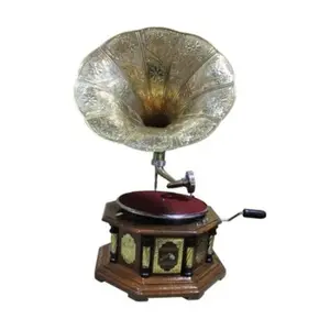 Antika gramofon ahşap ve pirinç yüksek kalite kaydedilen vinil çalar gramofon ev dekorasyon için