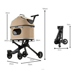 Vendita calda passeggino leggero per animali domestici da esterno a 4 ruote per cani di piccola taglia e gatti di grandi dimensioni sacchetto di plastica/gabbia in magazzino - Product Image 5