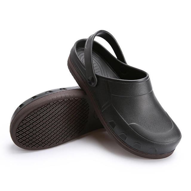 New Men's Waterproof Chef Shoes Durable EVA Construction with Slip-Resistance Black and White Kitchen Clogs