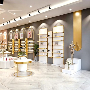 Diseño de Tienda de Belleza de Lujo |   Muebles Modulares para Exhibición, Solución Integral de Acero Inoxidable Dorado y Mármol con LED para Tiendas Minoristas - Product Image 2