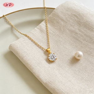 สร้อยคอทองเหลืองชุบทอง 18K พร้อมจี้เพชรทรงกลมคุณภาพ AAA สำหรับผู้หญิง เครื่องประดับแฟชั่นสำหรับวันครบรอบ - Product Image 3