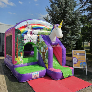 GMY Inflatables, <span class=keywords><strong>aire</strong></span> <span class=keywords><strong>de</strong></span> <span class=keywords><strong>jeux</strong></span> gonflable pour bébé, licorne arc-en-ciel bleu violet, château gonflable pour fête et événement - Product Image 4