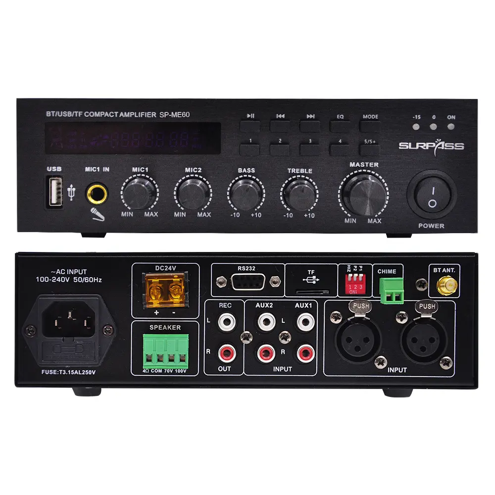 Penguat Suara Stereo Desktop BT Ukuran Mini, Penguat Mixer Audio Karaoke Rumah TV Suara Musik Stereo