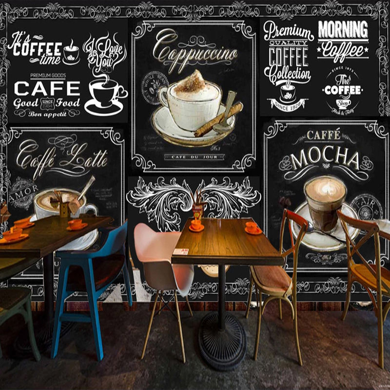 Custom 3D Photo Mural Wallpaper - Retro Hand Painted Design for Coffee ...