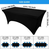 Nappe de cuisine 2-Pack 6FT Black Stretch Rectangular Patio Table Cover Lavable infroissable pour les événements