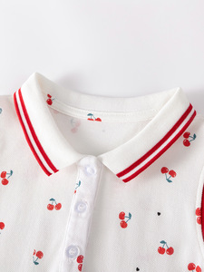 Vestito Polo Casual da <span class=keywords><strong>Bambina</strong></span> con Stampa Ciliegie, 100% Cotone, Senza Maniche, Orlo con Volant, Lunghezza al Ginocchio, Estivo, Disponibile all'Ingrosso - Product Image 5