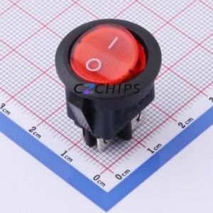 RS601D2-2010011R1B Rocker Switch Through hole Component (THT) Switch 23mm 23mm Concave Bend Red - Product Image 1