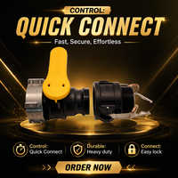 Accouplement HT IBC Tote Tank Raccords de tuyauterie Camlock rapide Adaptateur Type B SS Poignée Accouplement à came et rainure Filetage BSP 1/2 "à 2''
