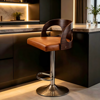 Tabouret de bar tendance, pivotant et réglable, avec assise en cuir PU, base chromée et repose-pieds, idéal pour restaurant, pub, îlot de cuisine