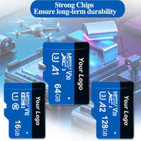 Carte mémoire Mini TF en plastique noir haute vitesse 32 Go/64 Go/128 Go A1 compatible avec les appareils photo Marque OEM