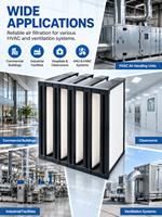Filter Ventilasi V-bank Efisiensi Tinggi untuk Pabrik, Filter Udara Hepa Kotak V-bank Kaku untuk AC AHU