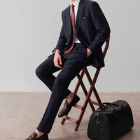 20420425101Ensemble de costume d'affaires en pure laine pour homme, croisé, pour marié, mariage, cérémonie, professionnel