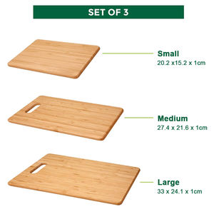 Tabla de Cortar de Bambú Natural Antibacteriana al 99.9%, 3 Piezas con Orificio para Colgar, para Uso en la Cocina del Hogar - Product Image 2