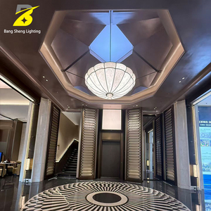 Lámpara Colgante de Alabastro con Marco de Metal Bronce Oscuro y Pantalla de Piedra Natural Veteada, Lámpara de Suspensión para Vestíbulo de Hotel - Product Image 4