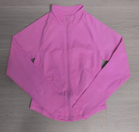 Jaket Fitness Lengan Panjang Berbahan Spandex/Nilon Ultra-lembut, Bernapas, Matte, Polos, Sederhana, Ketat, dan Ber-zip-up