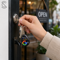 Vente en gros de mini-porte-clés NFC NTAG213 en époxy, 13,56 MHz, carte intelligente RFID, lien de commentaires Google, paiement sans argent liquide, étanche