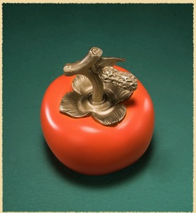 Bonne fortune avec les kakis et les cacahuètes porte-bonheur. Cette sculpture a été sculptée et coulée par Bozhiyi. - Product Image 5