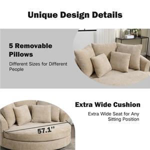 Luxo Oversized Chenille Accent Barrel Cadeira com 5 Almofadas Dois <span class=keywords><strong>Seat</strong></span> Sofá para Sala de estar - Product Image 4