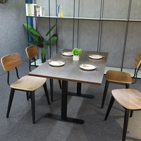 Table de restaurant OEM en stratifié HPL avec base en acier durable, disponible en différentes tailles et couleurs pour café, cantine, hôtel