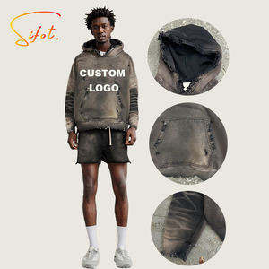 Sifot Sudaderas con capucha y cremallera con logo personalizado, de algodón bordado, ecológicas, al por mayor, para hombre, diseño lavado, para otoño - Product Image 1