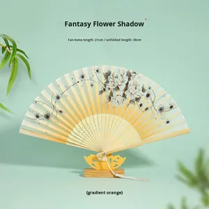 พัดพับสไตล์โบราณฮั่นฝู พัดพกพาสไตล์<span class=keywords><strong>จีน</strong></span>ใหม่ ผ้าไหมไม้ไผ่ สำหรับเด็ก กระโปรงมามิอันฤดูร้อน พัดขนาดเล็ก - Product Image 6