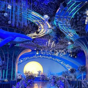 Colonne lumineuse personnalisée lampes suspendues lustres pour mariage Auditorium hôtel eau qui coule magique coucher de soleil fond plafond - Product Image 5