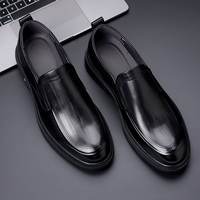 Chaussures en cuir pour hommes printemps 2026, style britannique, décontractées et professionnelles, noires, à enfiler, en cuir véritable