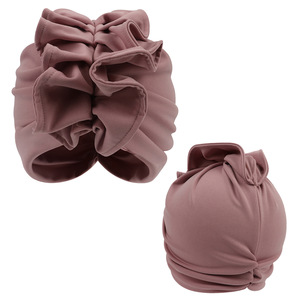 HZM-23288 rétro femmes Hijabs Turban solide grand nœud tête écharpe musulman français fleur tête casquette chapeau dames Bandanas - Product Image 3