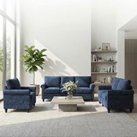 Ensemble de canapés sectionnels 3 pièces en chenille moderne avec garniture cloutée, mobilier de salon, fauteuil et causeuse