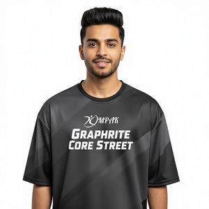 T-shirt décontracté surdimensionné pour homme, sublimation, tendance streetwear urbain, coupe classique, polyester/coton - Product Image 1