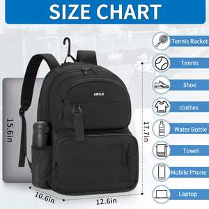 Sac à dos de tennis personnalisé en gros avec logo pour 2 raquettes avec compartiment à chaussures ventilé Sac de sport professionnel pour hommes et femmes - Product Image 2