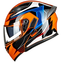 Casque intégral modulaire à visière double relevable ILM pour moto, certifié DOT, modèle 902, orange