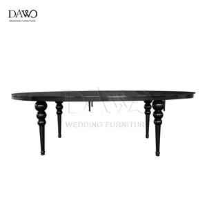 2025 Configuración de boda de jardín al aire libre <span class=keywords><strong>para</strong></span> 10 <span class=keywords><strong>personas</strong></span> Mesa de <span class=keywords><strong>pastel</strong></span> de boda ovalada negra <span class=keywords><strong>para</strong></span> sala de estar - Product Image 3