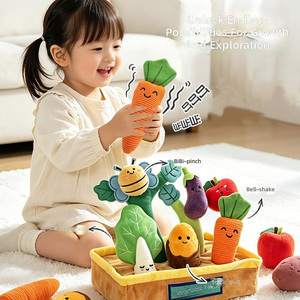 Juguetes de Peluche Educativos Tempranos para Bebés, Muñecos de Peluche de Frutas y Verduras de Dibujos Animados Montessori, Juguetes de Granja Simulada para Bebés - Product Image 1