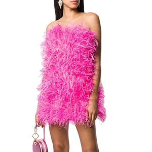 Abito da sera <span class=keywords><strong>senza</strong></span> maniche in piuma di struzzo da donna <span class=keywords><strong>senza</strong></span> maniche con piume lunghe <span class=keywords><strong>senza</strong></span> <span class=keywords><strong>spalline</strong></span> - Product Image 4