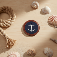 Sous-verre et dessous de plat ronds personnalisés Sanhome, style campagnard noir, en polyester écologique, motif ancre de bateau, pour hôtels et vin